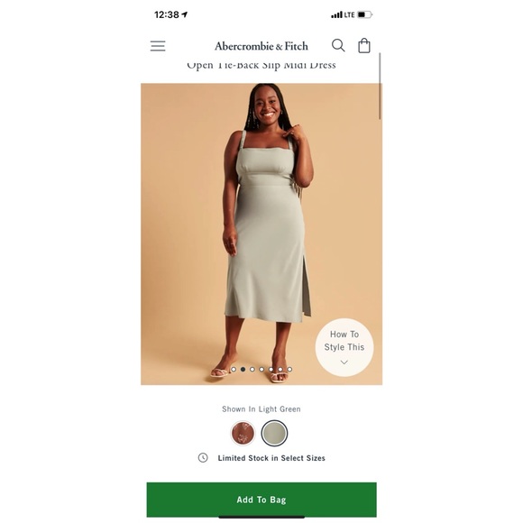 Abercrombie & Fitch Open Tie-Back Slip Midi Dress - Picture 5 of 7